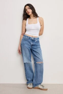 GOOD AMERICAN GOOD PETITE 90S RELAXED JEANS | INDIGO893
