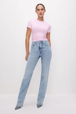 GOOD AMERICAN SUPER STRETCH BABY TEE | ROSEQUARTZ001 -GOOD AMERICAN STORE 13 GT0346 RQ01 SP24 0007