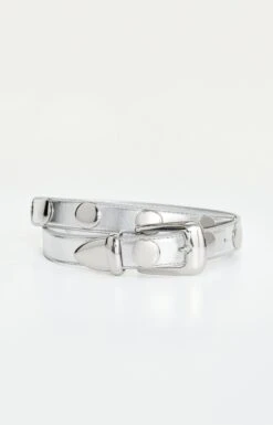 CLASSIC STUDDED SILVER BELT | CHROME004