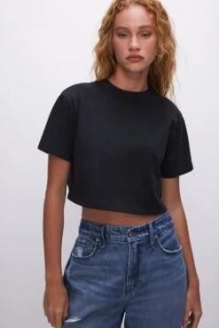 COTTON CROPPED TEE | BLACK001 13 COTTON CROPPED TEE | BLACK001 -GOOD AMERICAN STORE 230329 16 GT0276V K001 SU23 A 0029