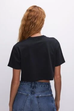 COTTON CROPPED TEE | BLACK001 15 COTTON CROPPED TEE | BLACK001 -GOOD AMERICAN STORE 230329 16 GT0276V K001 SU23 A 0051