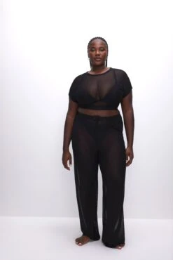 MESH WIDE PANTS | BLACK001 -GOOD AMERICAN STORE 230330 37 GSW0548 K001 SU23 C 0022