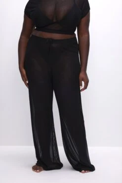 MESH WIDE PANTS | BLACK001 -GOOD AMERICAN STORE 230330 37 GSW0548 K001 SU23 C 0065