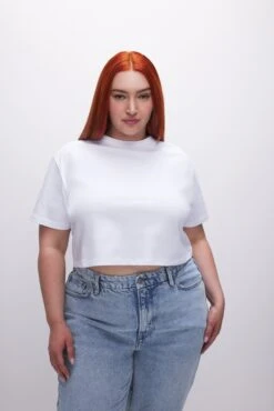 COTTON CROPPED TEE | WHITE001 -GOOD AMERICAN STORE 230404 28 GT0276V W001 SUM23 C 0024