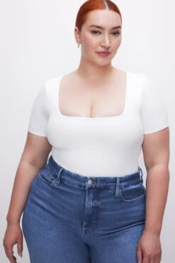 GOOD AMERICAN SCUBA SQUARE NECK BODYSUIT | WHITE001 -GOOD AMERICAN STORE 230428 51 GB0538 W001 SUM23 C 0030