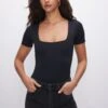 GOOD AMERICAN SCUBA SQUARE NECK BODYSUIT | BLACK001 -GOOD AMERICAN STORE 230503 01 GB0538 K001 SUM23 A 0012
