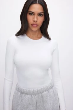 GOOD AMERICAN SCUBA CREWNECK BODYSUIT | WHITE001