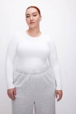 GOOD AMERICAN SCUBA CREWNECK BODYSUIT | WHITE001 -GOOD AMERICAN STORE 230614 09 GB0357 W001 FALL23 C 0018