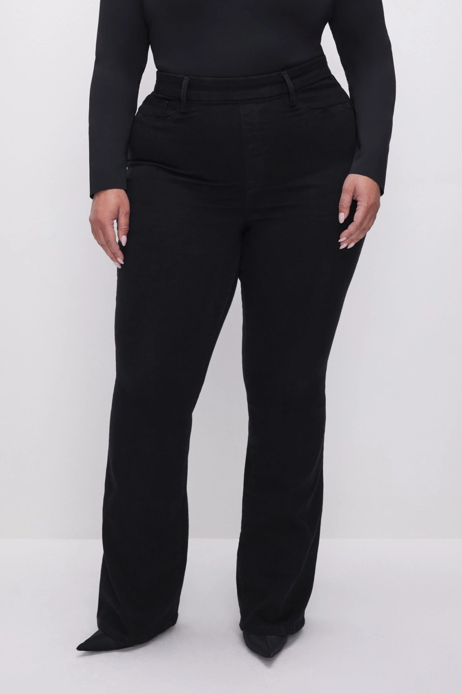 GOOD AMERICAN POWER STRETCH PULL-ON FLARE JEANS | BLACK001 11 GOOD AMERICAN POWER STRETCH PULL-ON FLARE JEANS | BLACK001 - Image 9