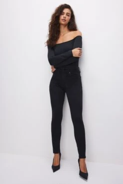 GOOD AMERICAN ALWAYS FITS GOOD LEGS SKINNY JEANS | BLACK165