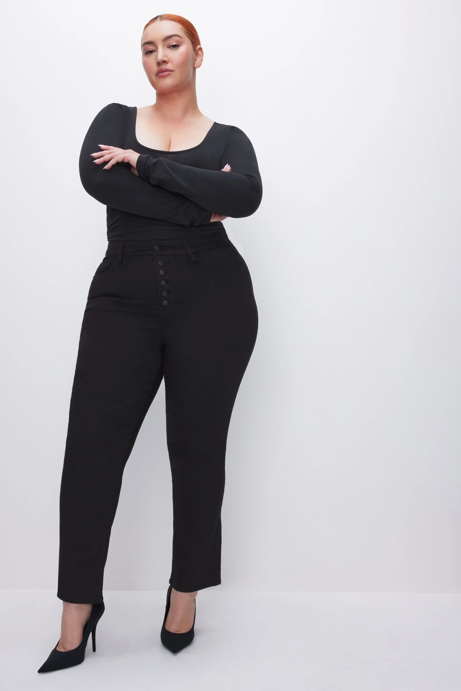 GOOD AMERICAN NEVER FADES GOOD LEGS STRAIGHT JEANS | BLACK001 3 GOOD AMERICAN NEVER FADES GOOD LEGS STRAIGHT JEANS | BLACK001