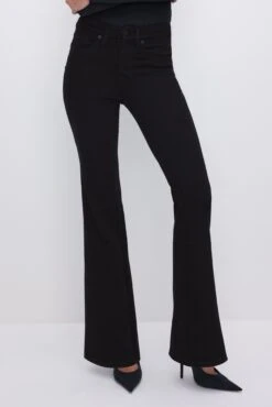 GOOD AMERICAN GOOD LEGS FLARE NEVER FADE JEANS | BLACK001 -GOOD AMERICAN STORE 231010 20 GLF47SBTE K001 HOL23 A 0033