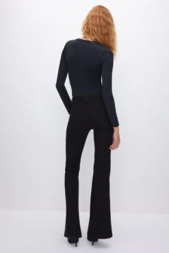 GOOD AMERICAN GOOD LEGS FLARE NEVER FADE JEANS | BLACK001 -GOOD AMERICAN STORE 231010 20 GLF47SBTE K001 HOL23 A 0063