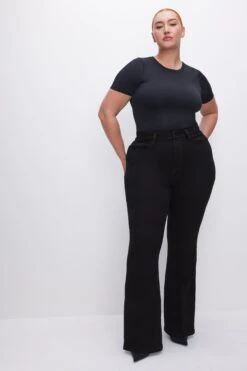 GOOD AMERICAN GOOD LEGS FLARE NEVER FADE JEANS | BLACK001 -GOOD AMERICAN STORE 231011 24 GLF47SBTE K001 HOL23 C 0005