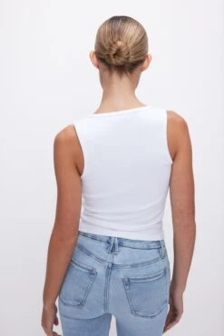 MICRO RIB TANK TOP | WHITE001 -GOOD AMERICAN STORE 231106 43 GT0281V W001 SP24 A 0063