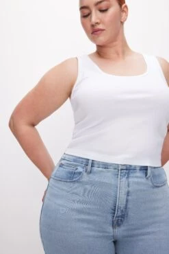 MICRO RIB TANK TOP | WHITE001 -GOOD AMERICAN STORE 231107 37 GT0281V W001 SP24 C 0026