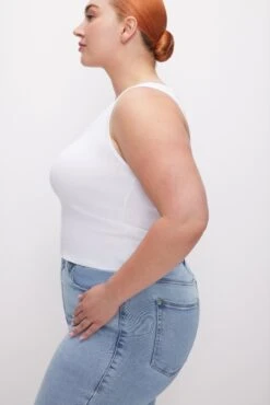 MICRO RIB TANK TOP | WHITE001 -GOOD AMERICAN STORE 231107 37 GT0281V W001 SP24 C 0049