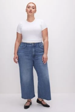 GOOD AMERICAN GOOD WAIST CROPPED PALAZZO JEANS | INDIGO338 19 GOOD AMERICAN GOOD WAIST CROPPED PALAZZO JEANS | INDIGO338 -GOOD AMERICAN STORE 231115 15 GWPC802T I338 SP24 C 0007