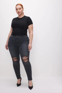 GOOD AMERICAN SUPER STRETCH BABY TEE | BLACK001 -GOOD AMERICAN STORE 240131 38 GT0346 K001 SP24 C 0003