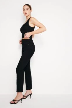 GOOD AMERICAN GOOD CURVE STRAIGHT NEVER FADE JEANS | BLACK001 -GOOD AMERICAN STORE 240312 023 GCST47SBTE K001 CORE A 0061