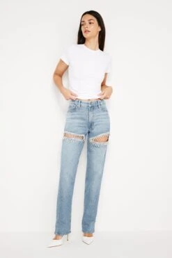 GOOD AMERICAN GOOD ICON STRAIGHT DIAMOND JEANS | INDIGO357 12 GOOD AMERICAN GOOD ICON STRAIGHT DIAMOND JEANS | INDIGO357 -GOOD AMERICAN STORE 240509 02 GFD150 I357 SUM24 A 0021