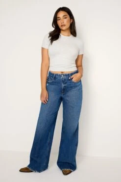 GOOD AMERICAN GOOD SKATE WIDE LEG JEANS | INDIGO713 -GOOD AMERICAN STORE 240801 17 GSKT062T I713 FALL24 B 0041