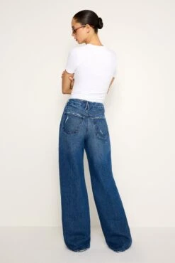 GOOD AMERICAN GOOD SKATE WIDE LEG JEANS | INDIGO713 -GOOD AMERICAN STORE 240815 12 GSKT062T I713 FALL24 A 0421