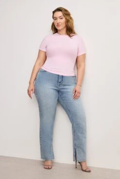 GOOD AMERICAN SUPER STRETCH BABY TEE | ROSEQUARTZ001 -GOOD AMERICAN STORE 241111 27 GT0346 RQ01 C 0010