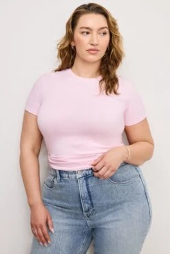 GOOD AMERICAN SUPER STRETCH BABY TEE | ROSEQUARTZ001 -GOOD AMERICAN STORE 241111 27 GT0346 RQ01 C 0034