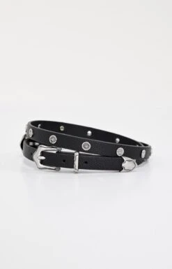 GOOD AMERICAN SKINNY DOUBLE BUCKLE BELT | BLACK001 -GOOD AMERICAN STORE 241212 BELTS31458