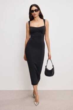 GOOD AMERICAN SCUBA SWEETHEART MIDI DRESS | BLACK001 -GOOD AMERICAN STORE 250204 18 GDK0354 K001 A 2451