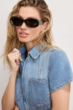 FIT FOR SUCCESS LITE LINEN DENIM SHORTS JUMPSUIT | INDIGO786 -GOOD AMERICAN STORE 250218 23 GFFSSHW80 I786 A 2978