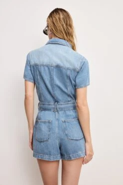 FIT FOR SUCCESS LITE LINEN DENIM SHORTS JUMPSUIT | INDIGO786 -GOOD AMERICAN STORE 250218 23 GFFSSHW80 I786 A 3028