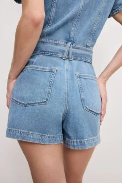 FIT FOR SUCCESS LITE LINEN DENIM SHORTS JUMPSUIT | INDIGO786 -GOOD AMERICAN STORE 250218 23 GFFSSHW80 I786 A 3075