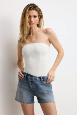 SCUBA CORSET STRAPLESS CRYSTAL BODYSUIT | CLOUD WHITE -GOOD AMERICAN STORE 250218 28 GB0645DM CLW1 A 3873
