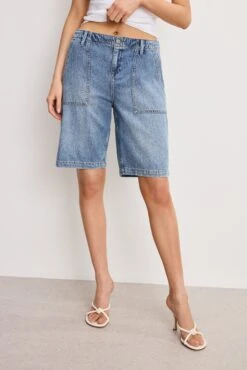 LITE LINEN BERMUDA SHORT | INDIGO786 -GOOD AMERICAN STORE 250219 28 GFD228DN I786 A 3198