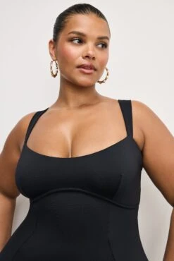 GOOD AMERICAN SCUBA SWEETHEART MIDI DRESS | BLACK001 -GOOD AMERICAN STORE 250225 10 GDK0354 K001 C 1214