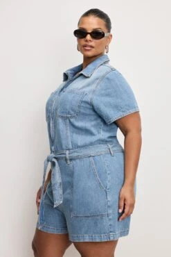 FIT FOR SUCCESS LITE LINEN DENIM SHORTS JUMPSUIT | INDIGO786 -GOOD AMERICAN STORE 250225 19 GFFSSHW80 I786 C 2633