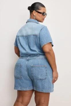 FIT FOR SUCCESS LITE LINEN DENIM SHORTS JUMPSUIT | INDIGO786 -GOOD AMERICAN STORE 250225 19 GFFSSHW80 I786 C 2655