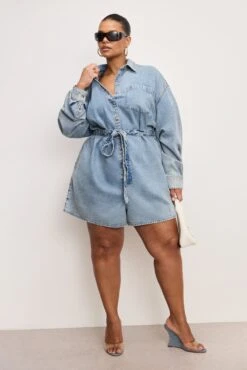 WEIGHTLESS DENIM ROMPER | INDIGO793 -GOOD AMERICAN STORE 250225 20 GFD392 I793 C 2660