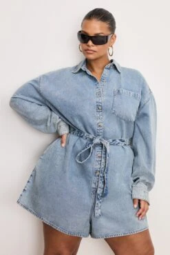 WEIGHTLESS DENIM ROMPER | INDIGO793 -GOOD AMERICAN STORE 250225 20 GFD392 I793 C 2744