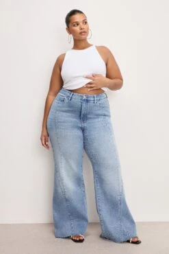 GOOD AMERICAN GOOD WAIST PALAZZO JEANS | INDIGO957 -GOOD AMERICAN STORE 250225 23 GWPMSD15T I957 C 3114