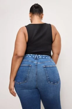 GOOD AMERICAN SOFT TECH GOOD LEGS CROPPED MINI BOOT JEANS | INDIGO818 -GOOD AMERICAN STORE 250225 31 GLCMBRH960T I818 C 4294