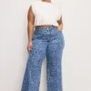 GOOD AMERICAN GOOD WAIST CROPPED PALAZZO JEANS | HIBISCUS BLOOM001 -GOOD AMERICAN STORE 250225 37 GFD462 HBP1 C 5133