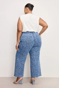 GOOD AMERICAN GOOD WAIST CROPPED PALAZZO JEANS | HIBISCUS BLOOM001 -GOOD AMERICAN STORE 250225 37 GFD462 HBP1 C 5221
