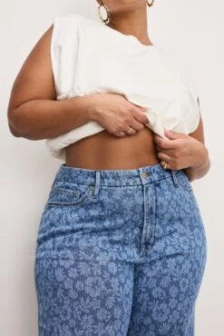 GOOD AMERICAN GOOD WAIST CROPPED PALAZZO JEANS | HIBISCUS BLOOM001 -GOOD AMERICAN STORE 250225 37 GFD462 HBP1 C 5247