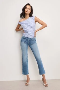 POPLIN OFF SHOULDER TOP | VACAY STRIPE001 -GOOD AMERICAN STORE 250226 12 GWT0352ST VS01 A 1514