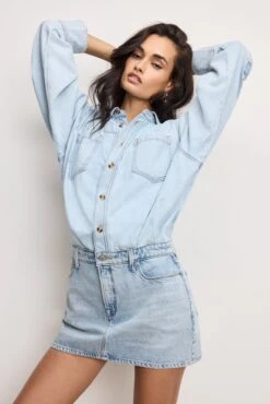 GOOD AMERICAN DENIM SHIRT DRESS | INDIGO795 -GOOD AMERICAN STORE 250226 32 GFD269 I795 A 4439