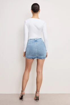GOOD AMERICAN DOLLY CRYSTAL DENIM MINI SKIRT | INDIGO1023 -GOOD AMERICAN STORE 250307 05 GFD469DP I1023 A 0204