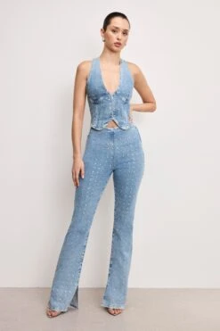 GOOD AMERICAN DOLLY CRYSTAL DENIM PULL ON PANTS | INDIGO1023 -GOOD AMERICAN STORE 250307 08 GFD470DP I1023 A 0049